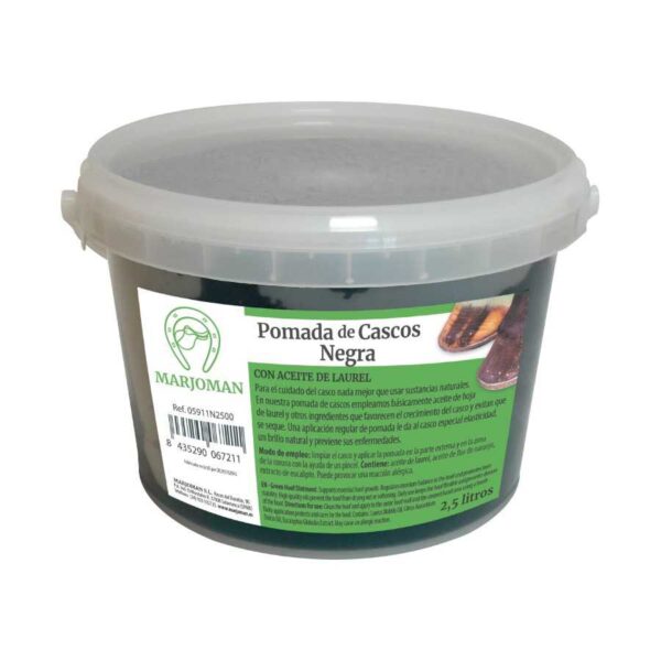 Envase de pomada negra para cascos Marjoman de 2,5 litros
