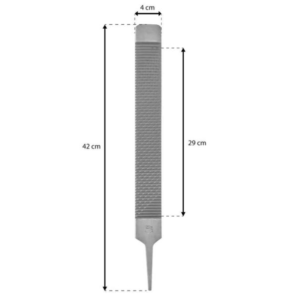 Esquema de escofina Pferd con total de 42 cm y ancho de 4 cm