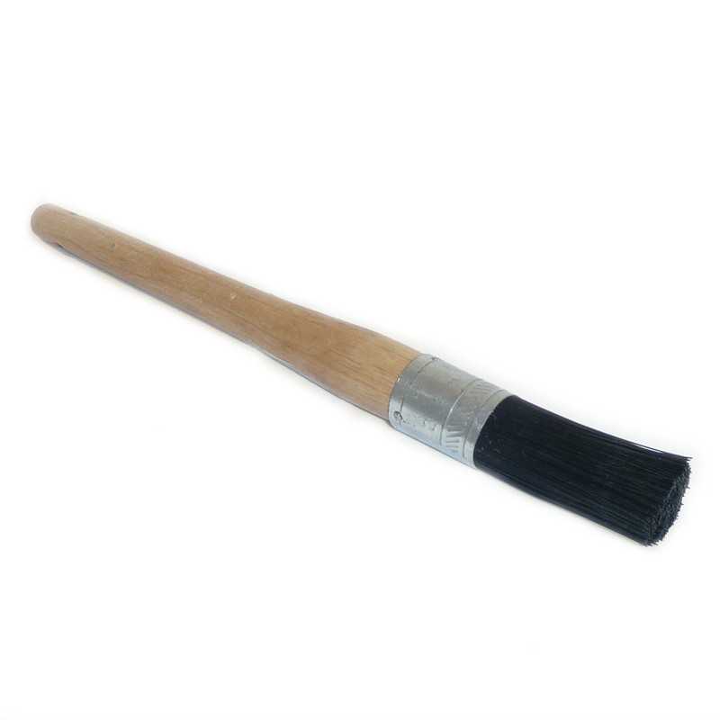 Brocha de pomada con mango de madera y virola metálica