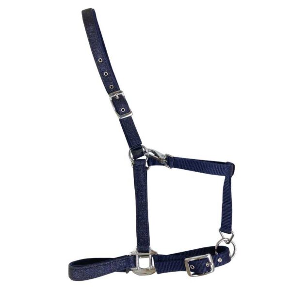Cabezada de nylon con purpurina azul
