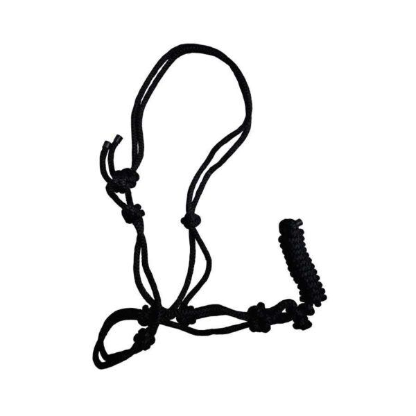 Cabezada de nylon anudada con ramal — negro