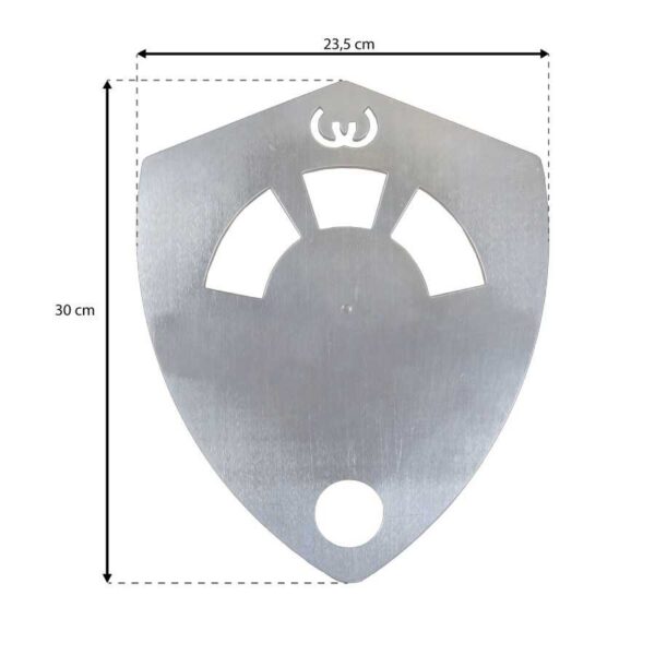 Esquema de la placa de soporte de 23,5 por 30 cm