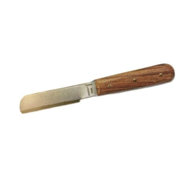 Cuchilla recta Bassoli Tonino con mango de madera