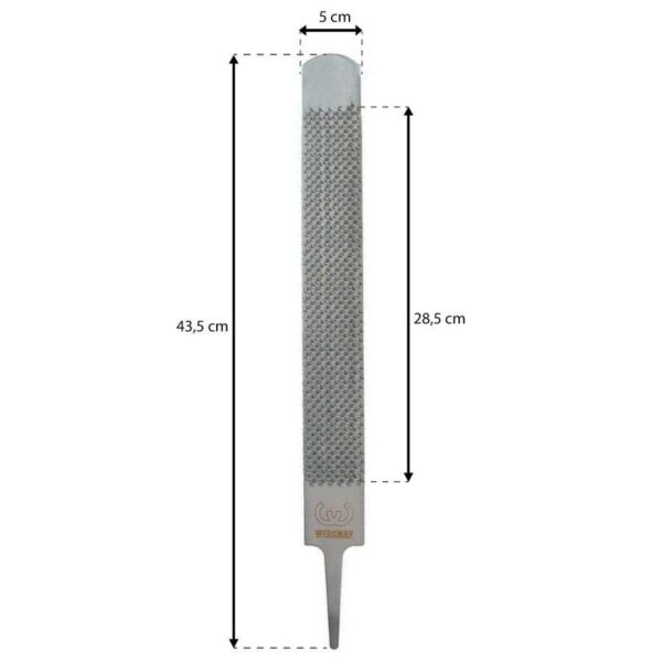 Esquema de escofina Werkman con ancho de 5 cm y total de 43,5 cm