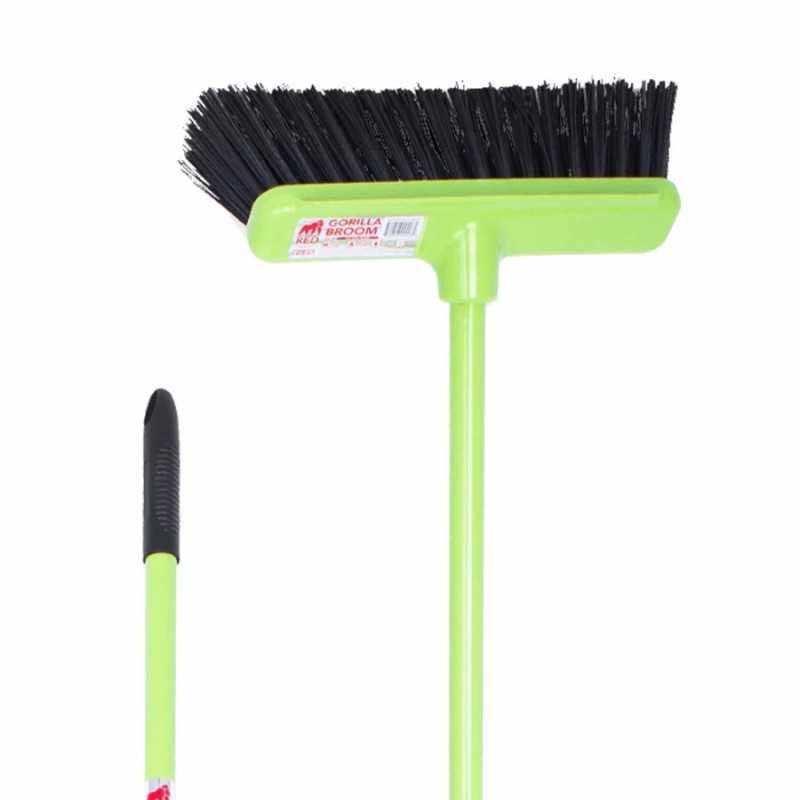 Cepillo Red Gorilla Broom de 30 cm verde, detalle de cabezal y mango