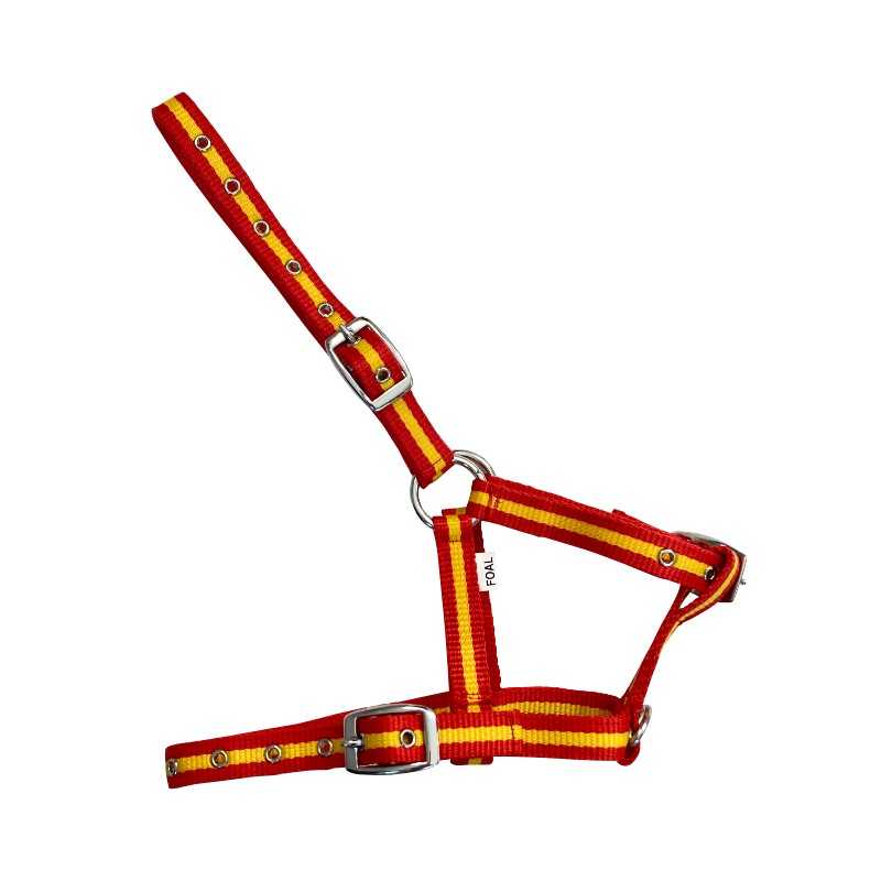 Cabezada de nylon para potro con tres hebillas — bandera española