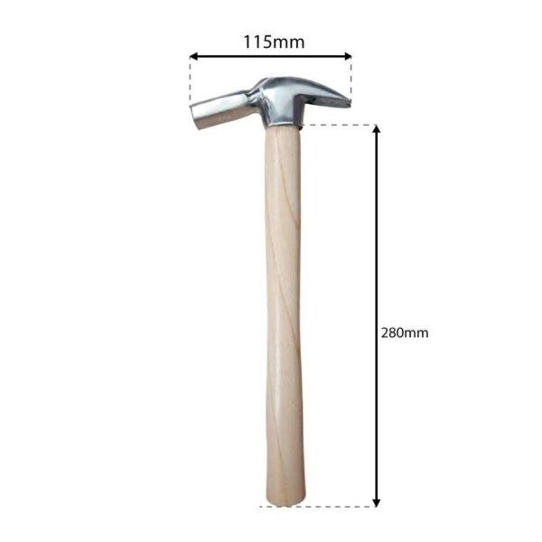 Medidas del martillo: cabeza de 115 mm y mango de 280 mm
