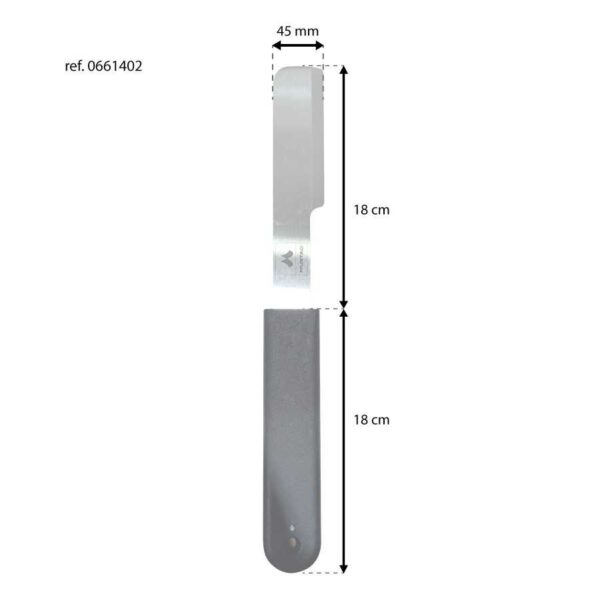 Esquema de la cuchilla Mustad de 360 mm y ancho de 45 mm