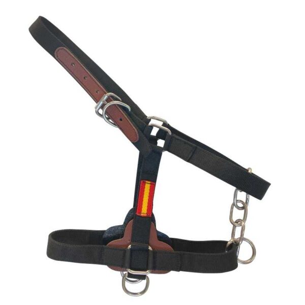 Cabezón de cuadra de nylon con cadena y bandera española — negro