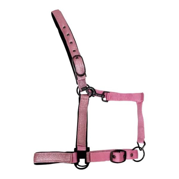 Cabezada rosa de nylon reforzado con glitter