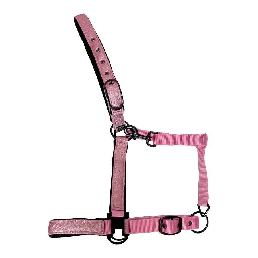 Cabezada rosa de nylon reforzado con glitter