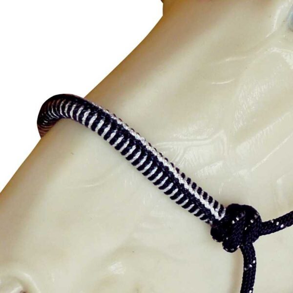 Detalle de la muserola forrada negro-blanco