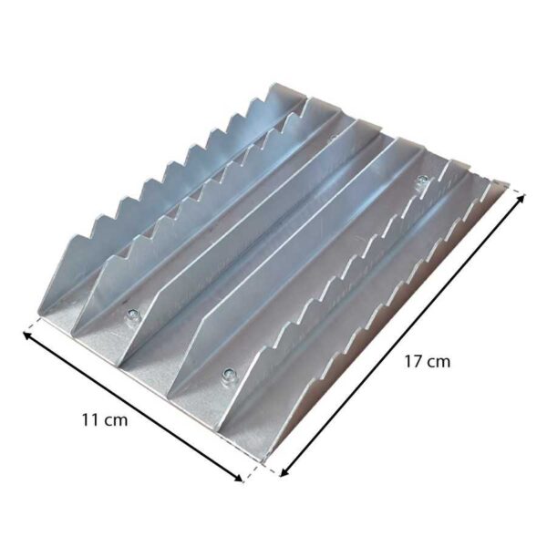 Medidas de la almohaza brasileña de aluminio: 17 por 11 cm
