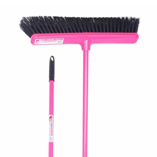 Cepillo Red Gorilla Broom de 50 cm rosa, detalle de cabezal y mango