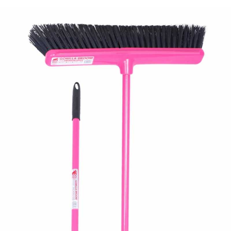 Cepillo Red Gorilla Broom de 50 cm rosa, detalle de cabezal y mango