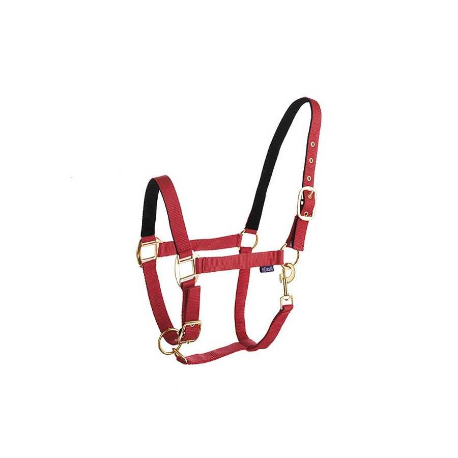 Cabezada Daslö de nylon doble con forro de nubuck — rojo